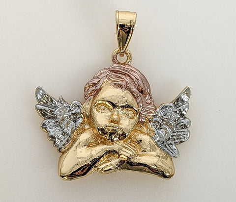 Plated Tri-Color Large Angel Pendant