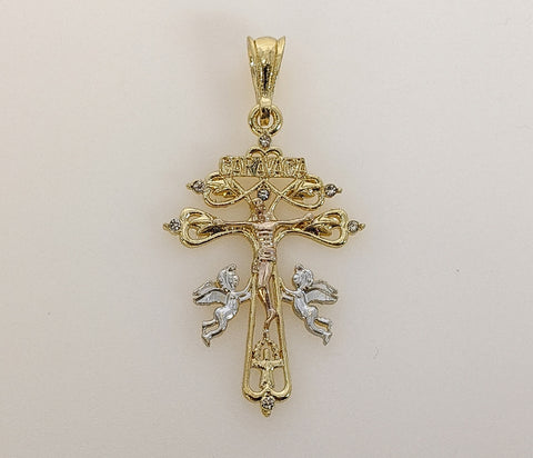 Plated Tri-Color Holy Cross of Caravaca Pendant