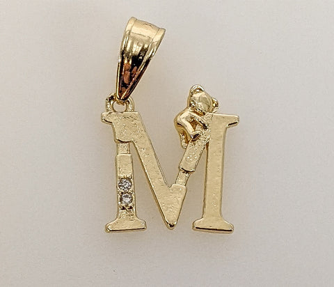 Plated Letter Initial "M" Pendant