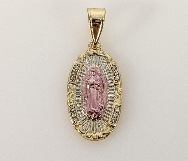 thumbnail image 2 of Trendsmax Gold Plated Oval Virgin Mary Pendant On Ball Bead Choker Necklace, 16 Inch, Religious Unisex Gift 2 of 6