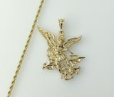 Gold plated 3mm rope braided chain necklace with large archangel pendant.

Gold plated braided chain necklace featuring