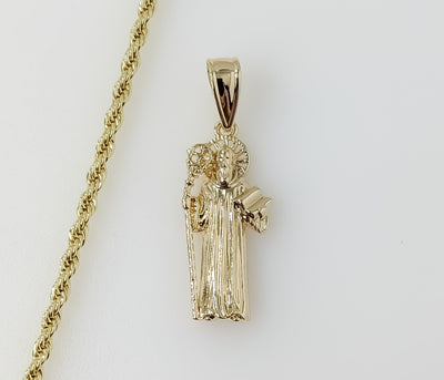 Plated Small Saint Benedict 2mm Rope/Braided Chain Necklace