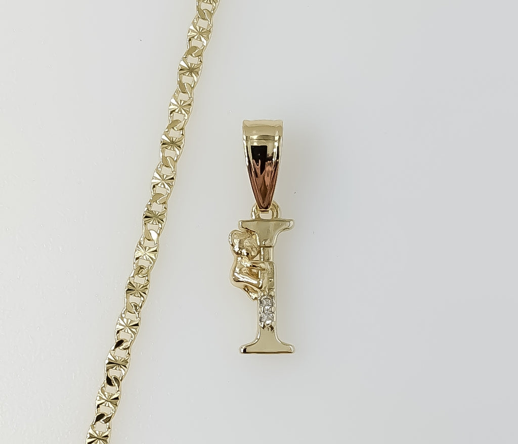Plated Dainty Letter "I" 2.5mm Star Chain Necklace