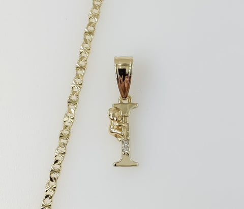 Plated Dainty Letter "I" 2.5mm Star Chain Necklace