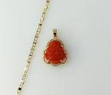 Gold plated Buddha pendant on a 3mm flat anchor chain necklace.
Gold plated mariner anchor chain with dainty Buddha pend