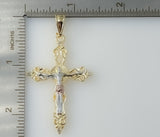Plated Tri-Color Cross Crucifix 3mm Rope/Braided Chain Necklace
