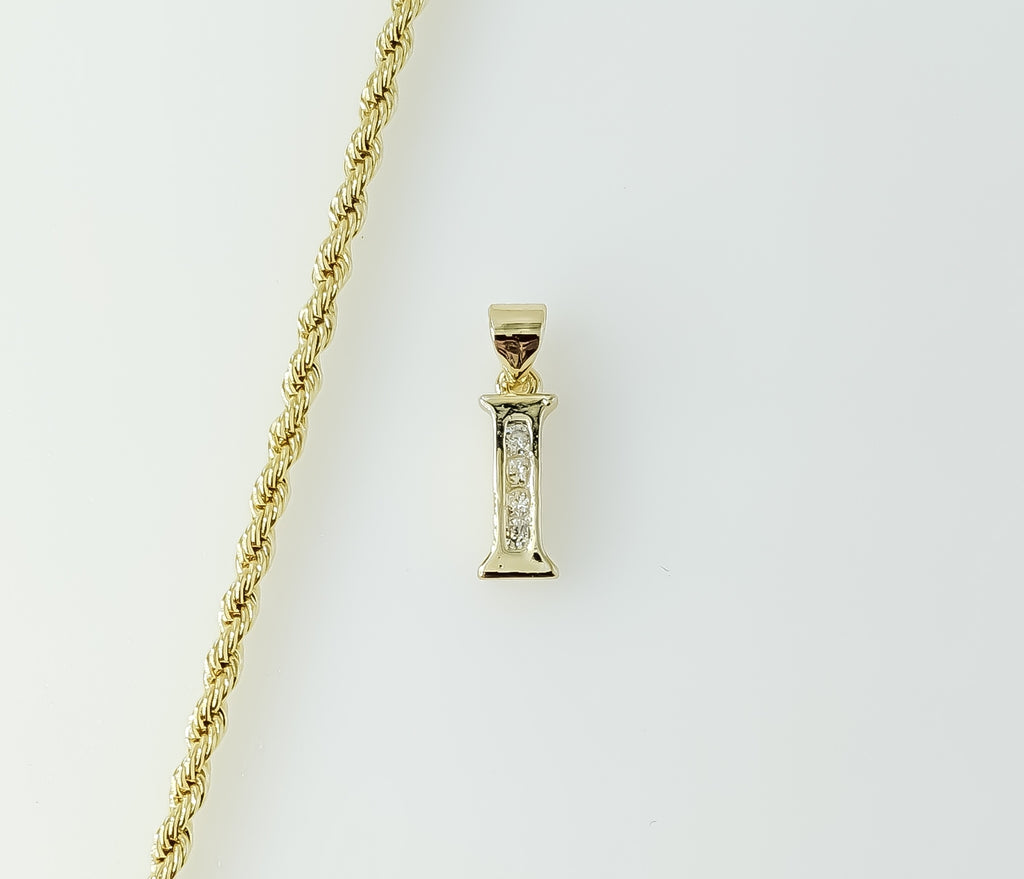 Plated Dainty Letter "I" 2mm Rope/Braided Chain Necklace