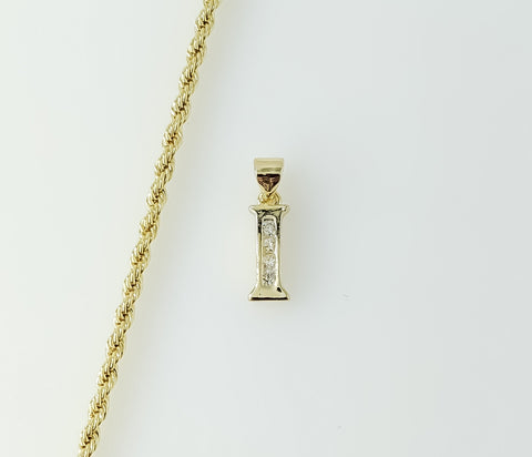 Plated Dainty Letter "I" 2mm Rope/Braided Chain Necklace