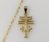 Holy Cross of Caravaca with Angels Plated 3mm Star Chain Faith Necklace