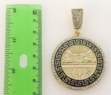Large gold plated pendant featuring The Last Supper scene.
Image of intricate gold plated pendant with The Last Supper d