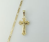 Gold plated figaro chain necklace with a cross pendant on a 3mm chain.

Gold plated cross pendant on a 3mm figaro chai