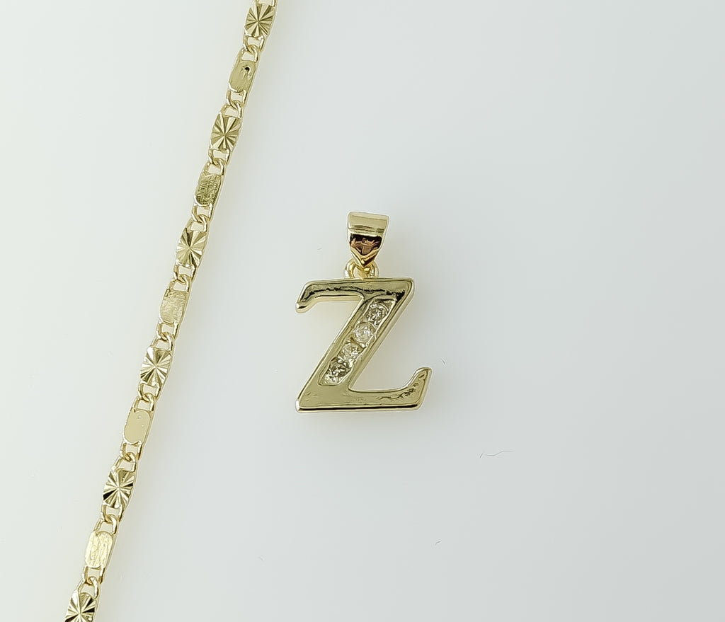 Plated Dainty Letter "Z" 2mm Star Solid Chain Necklace