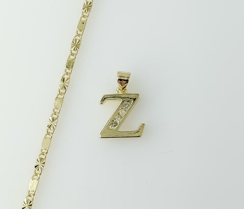 Plated Dainty Letter "Z" 2mm Star Solid Chain Necklace