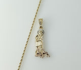 Gold plated rope and braided chain tri-color Saint Lazarus necklace in a classic style.