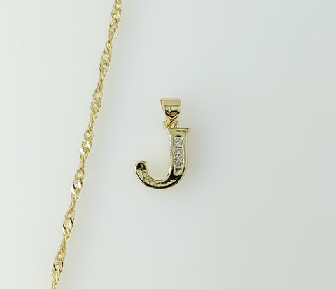 Plated Dainty Letter "J" 14K Twist Chain Necklace