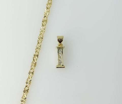 Plated Dainty Letter "I" 3mm Star Chain Necklace