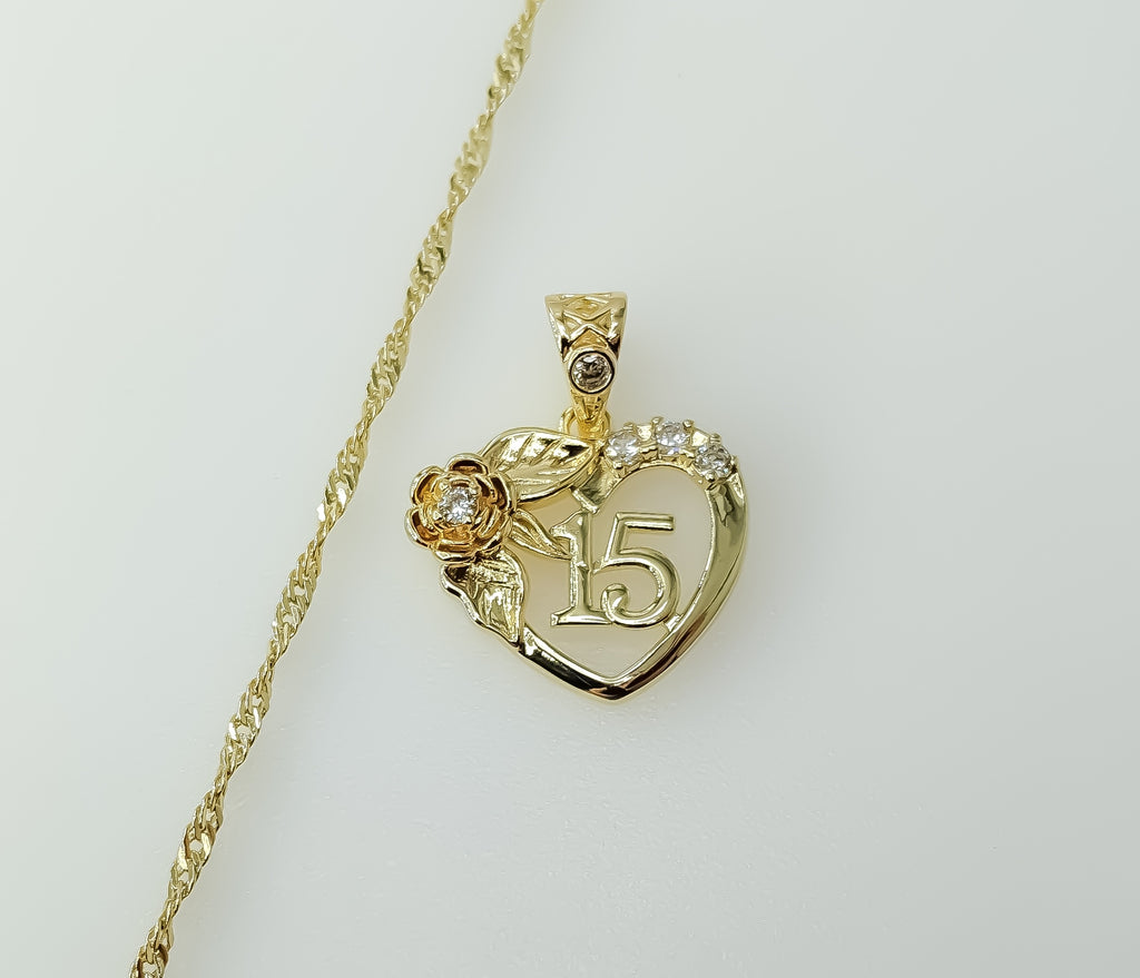 Gold plated chain necklace with heart pendant and twisted 14K gold design.

Dainty gold plated heart pendant necklace wi