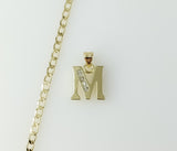 Plated Dainty Letter "M" 14K 3mm Cuban Chain Necklace