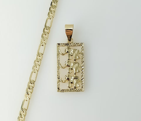 Gold plated 14K diamond cut figaro chain elephant necklace in a stylish design.
Gold plated diamond cut figaro chain ele