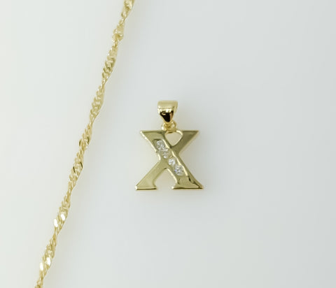 Plated Dainty Letter "X" 14K Twist Chain Necklace