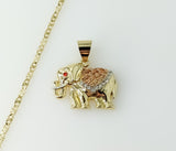 Plated Tri-Color Elephant 2.5mm Star Chain Necklace
