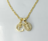 Plated Dainty Letter "C" Saint Jude Double Pendants 3mm Star Chain Necklace