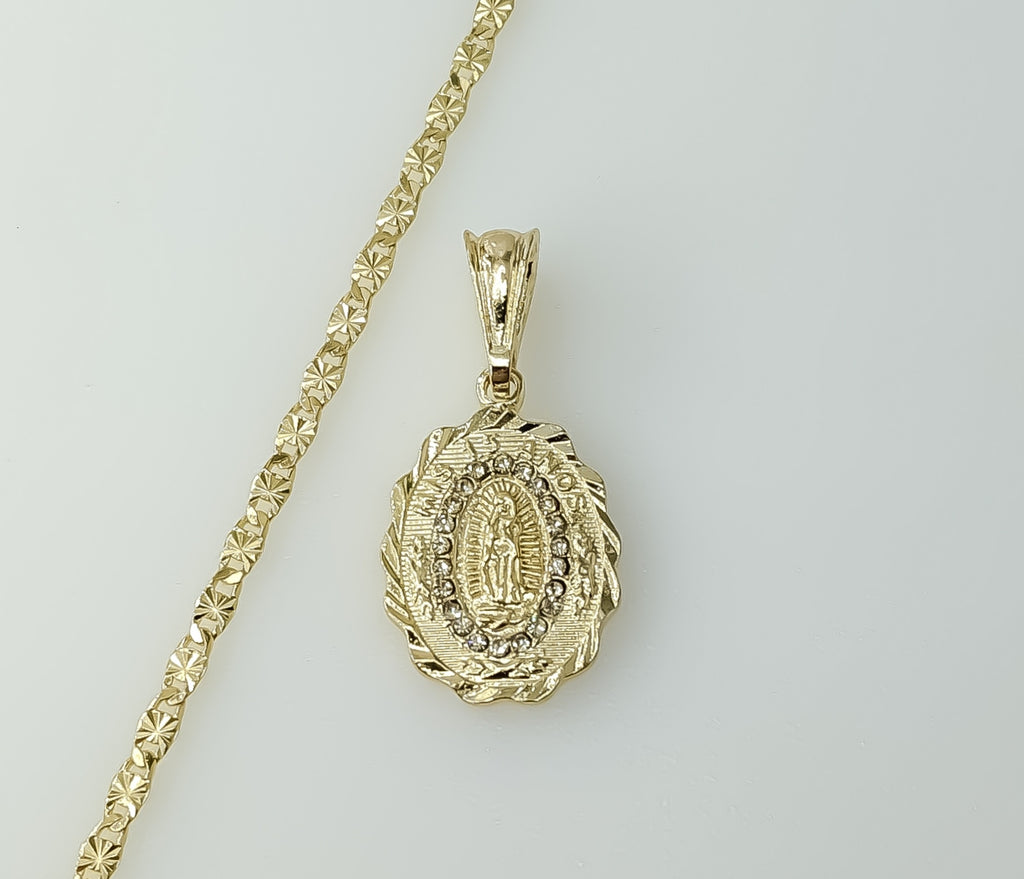 Sweet Fifteen "Mis 15 Años" Blessed Virgin Mary Plated 3mm Star Chain Necklace