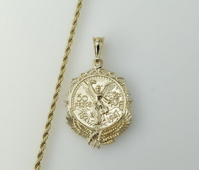 Plated Mexican Centenario Double Sided 3mm Rope/Braided Chain Necklace