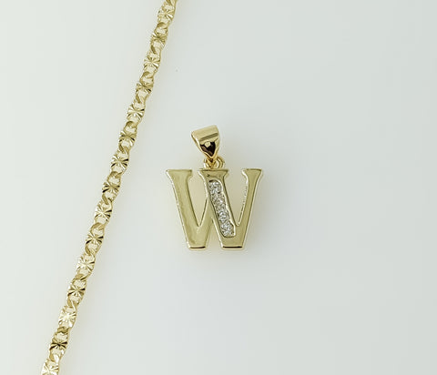 Plated Dainty Letter "W" 2.5mm Star Chain Necklace