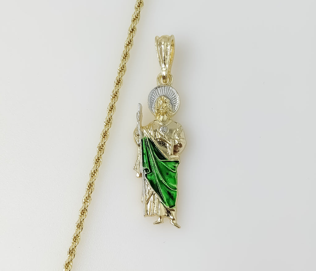 Plated Small Multicolor Saint Jude 2mm Rope/Braided Chain Necklace