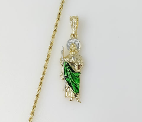 Plated Small Multicolor Saint Jude 2mm Rope/Braided Chain Necklace