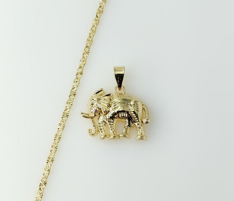 Gold plated 3mm star chain elephant design necklace with delicate details.
Gold plated star patterned chain necklace fea