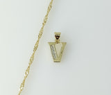 Plated Dainty Letter "V" 14K Twist Chain Necklace
