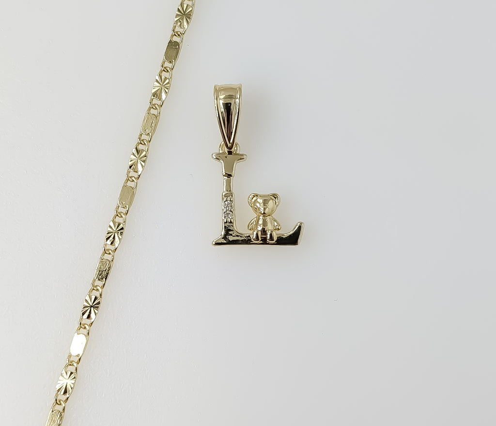 Plated Dainty Letter "L" 2mm Star Solid Chain Necklace