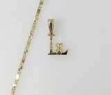 Plated Dainty Letter "L" 2mm Star Solid Chain Necklace