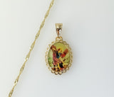 Gold plated 14k twist chain necklace featuring Saint Michael design.

Gold plated 14k chain necklace with twisted links