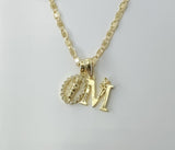 Gold plated Saint Jude pendants on a mariner anchor chain necklace.
Gold plated Saint Jude double pendants on a mariner