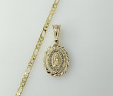 Blessed "Mis 15 Años" Virgin Mary Plated 3mm Figaro Chain Necklace Devotion