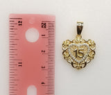 Plated Dainty Heart "My 15" Quince 2mm Rope/Braided Chain Necklace