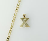 Plated Dainty Letter "X" 3mm Figaro Chain Necklace