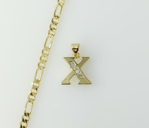 Plated Dainty Letter "X" 3mm Figaro Chain Necklace