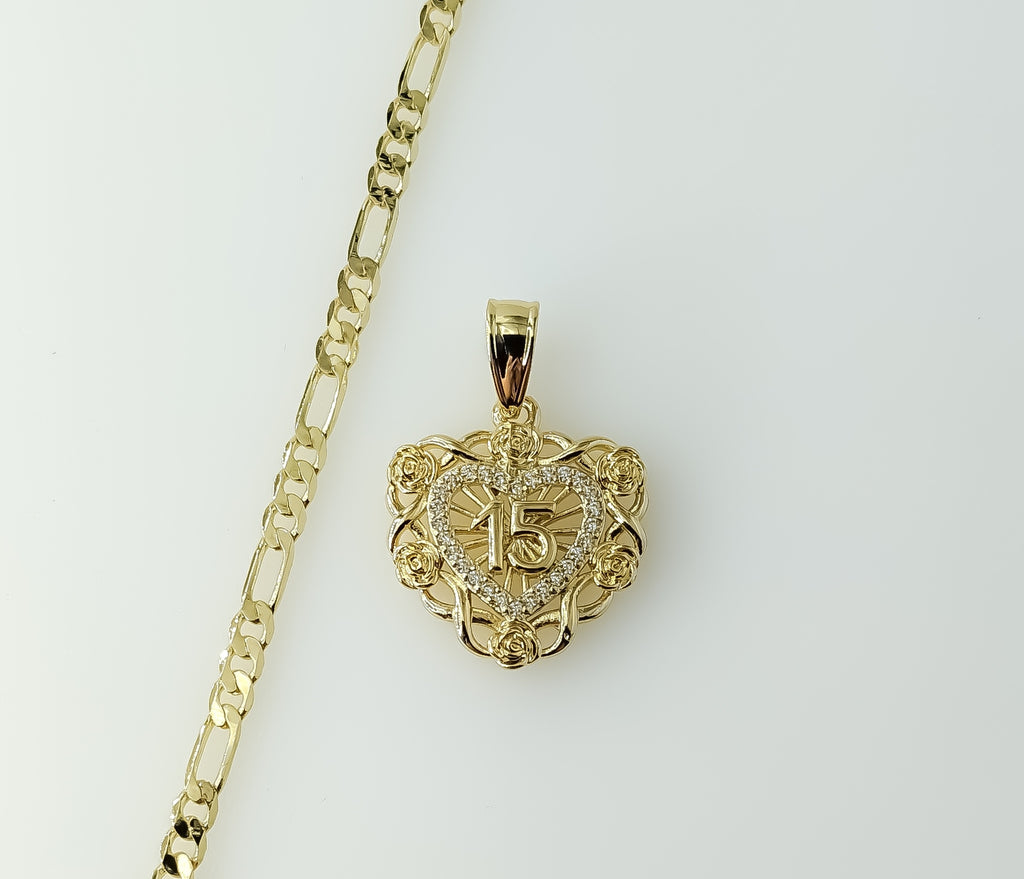 Golden plated figaro chain necklace with 3mm heart pendant and delicate chain detail.

Dainty gold plated heart pendant