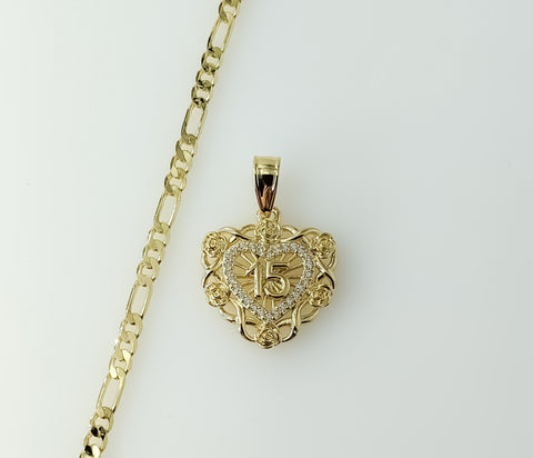 Golden plated figaro chain necklace with 3mm heart pendant and delicate chain detail.

Dainty gold plated heart pendant