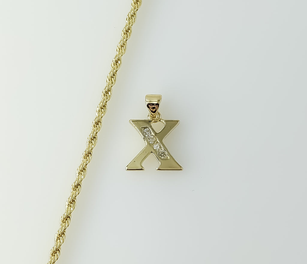 Plated Dainty Letter "X" 2mm Rope/Braided Chain Necklace