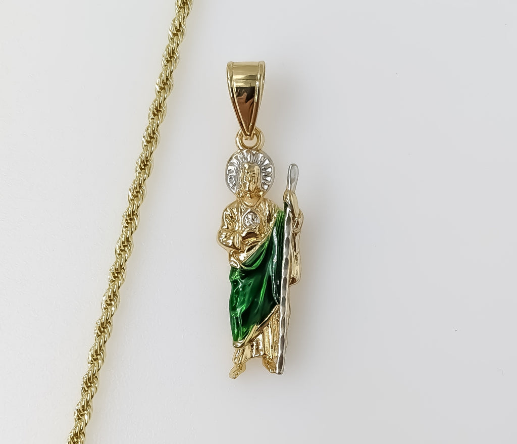 Plated Small Multicolor Saint Jude 2mm Rope/Braided Chain Necklace