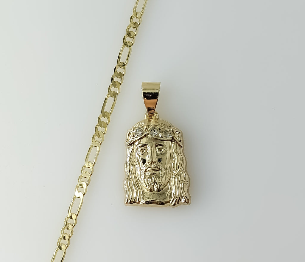Plated Jesus 3mm Figaro Chain Necklace