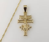 Affordable 14K Plated Twist Chain Holy Cross of Caravaca Devotion Necklace