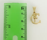Plated Dainty Letter "C" Virgin Mary Double Pendant 3mm Figaro Chain Necklace