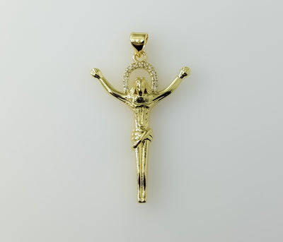 Small Cross Jesus Crucifix Pendant Optional 14K 3mm Flat Mariner Anchor Chain Necklace