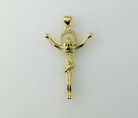 Small Cross Jesus Crucifix Pendant Optional 14K 3mm Flat Mariner Anchor Chain Necklace